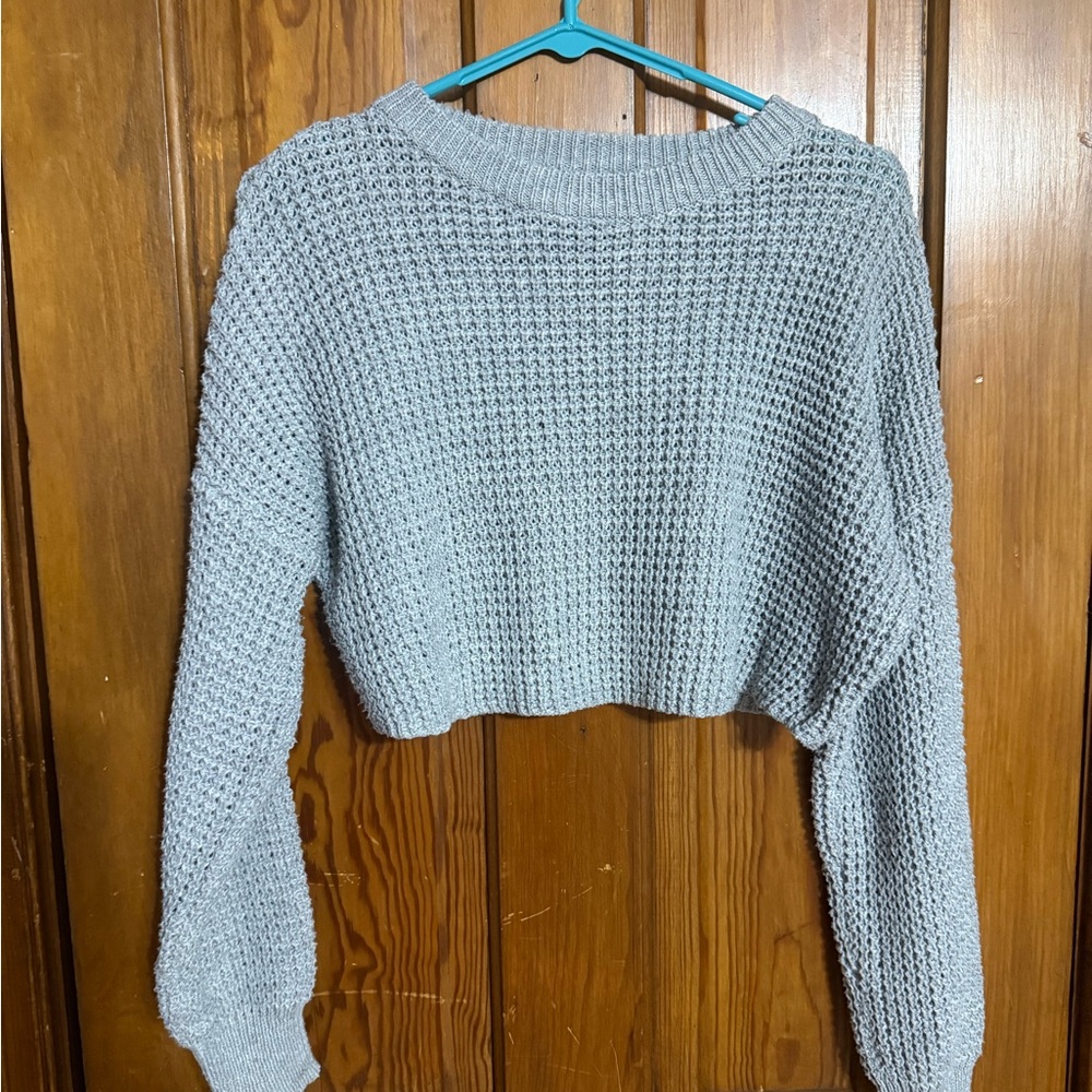 Missguided + Light Gray Cropped Sweater